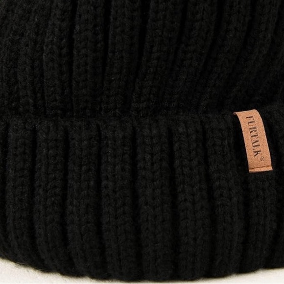 FURTALK Kids Winter Knitted Pom Beanie Bobble Hat Cotton Lined Faux Fur Ball - Picture 3 of 8